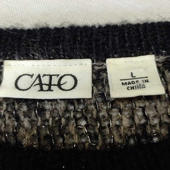 Cato Women's Gray Black Silver Sweater Size L - Picture 8 of 9